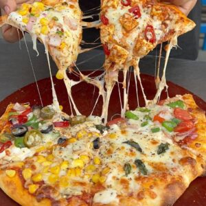 Cheese pizza with all the above noted four toppings